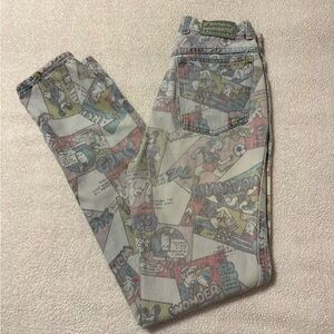 Vintage 1980's Jordache Comic Book Print Denim Mom Jeans Straight Leg
